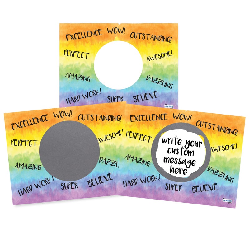 My Scratch Offs Positive Affirmations DIY Make Your Own Scratch Offs Watercolor Rainbow 20 Pk Cards & Stickers - Image 1